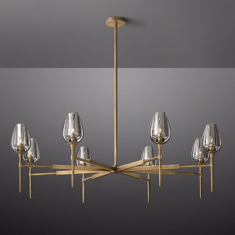Tulip Crystal Petal Round Chandelier 54"