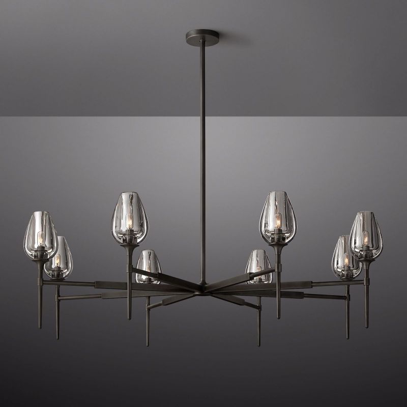 Tulip Crystal Petal Round Chandelier 54"