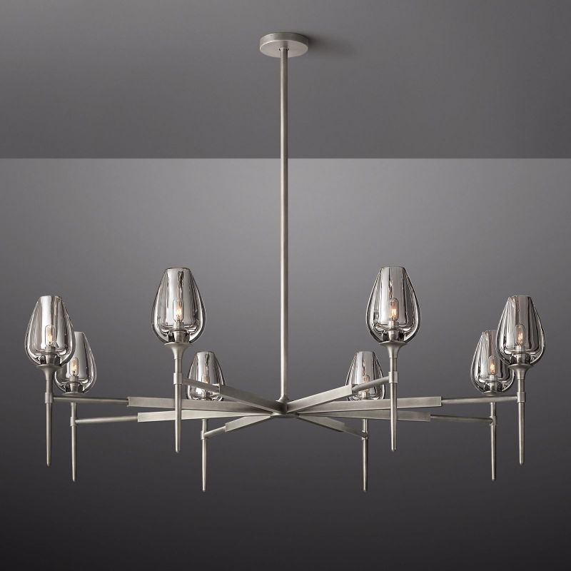 Tulip Crystal Petal Round Chandelier 54"