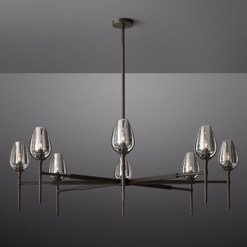 Tulip Crystal Petal Round Chandelier 54"