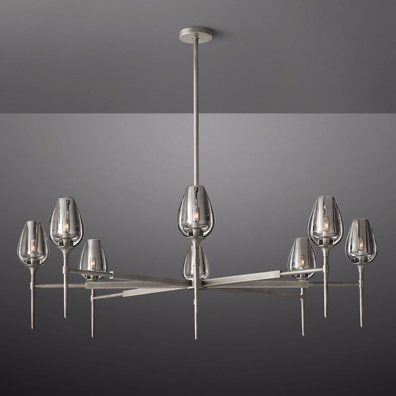 Tulip Crystal Petal Round Chandelier 54"