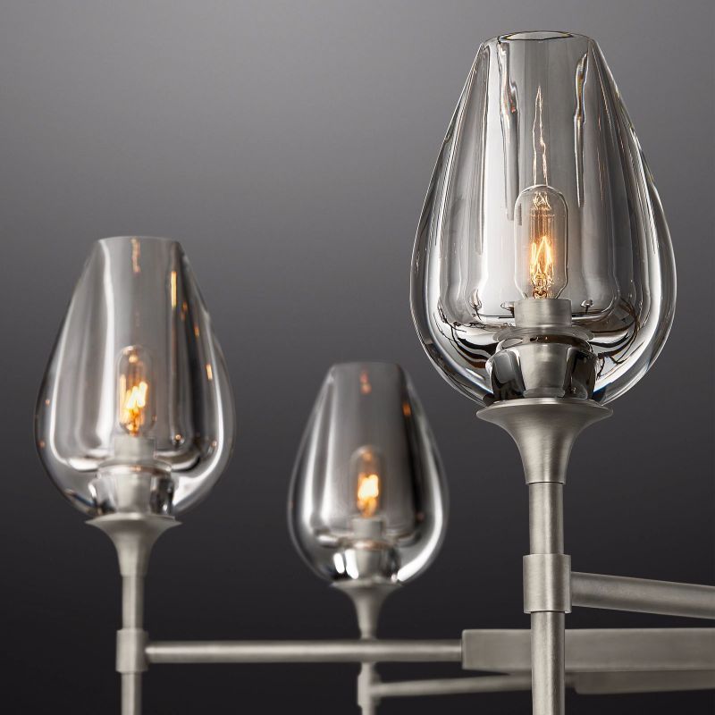 Tulip Crystal Petal Round Chandelier 42"