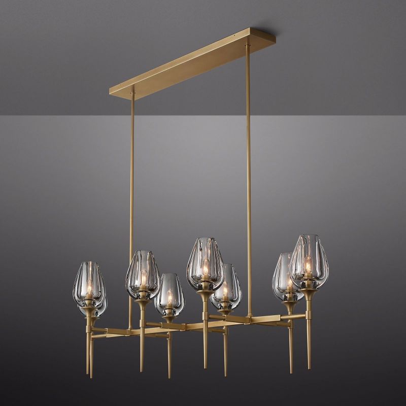 Tulip Crystal Petal Linear Chandelier 52"