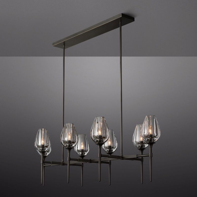 Tulip Crystal Petal Linear Chandelier 52"