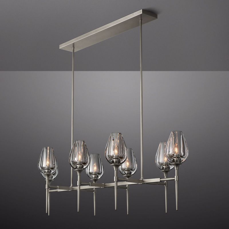 Tulip Crystal Petal Linear Chandelier 52"