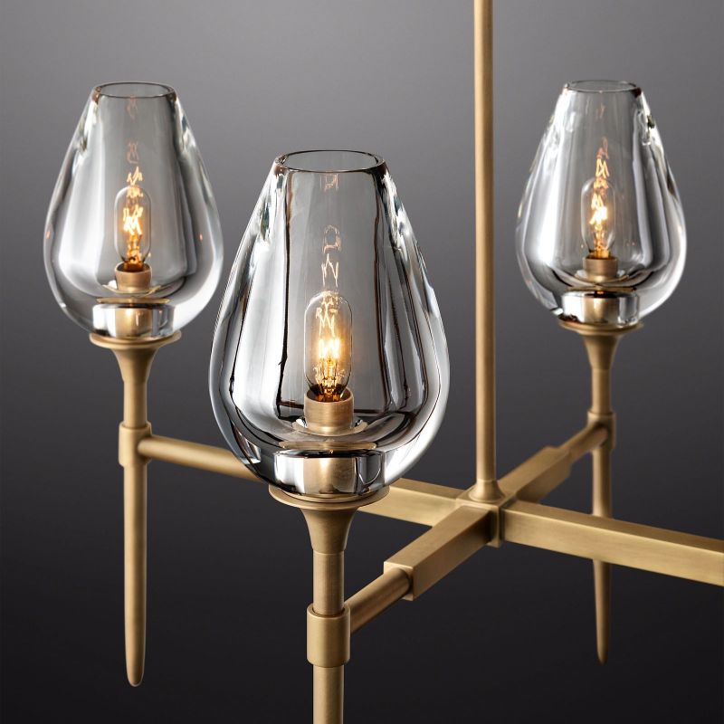 Tulip Crystal Petal Linear Chandelier 52"