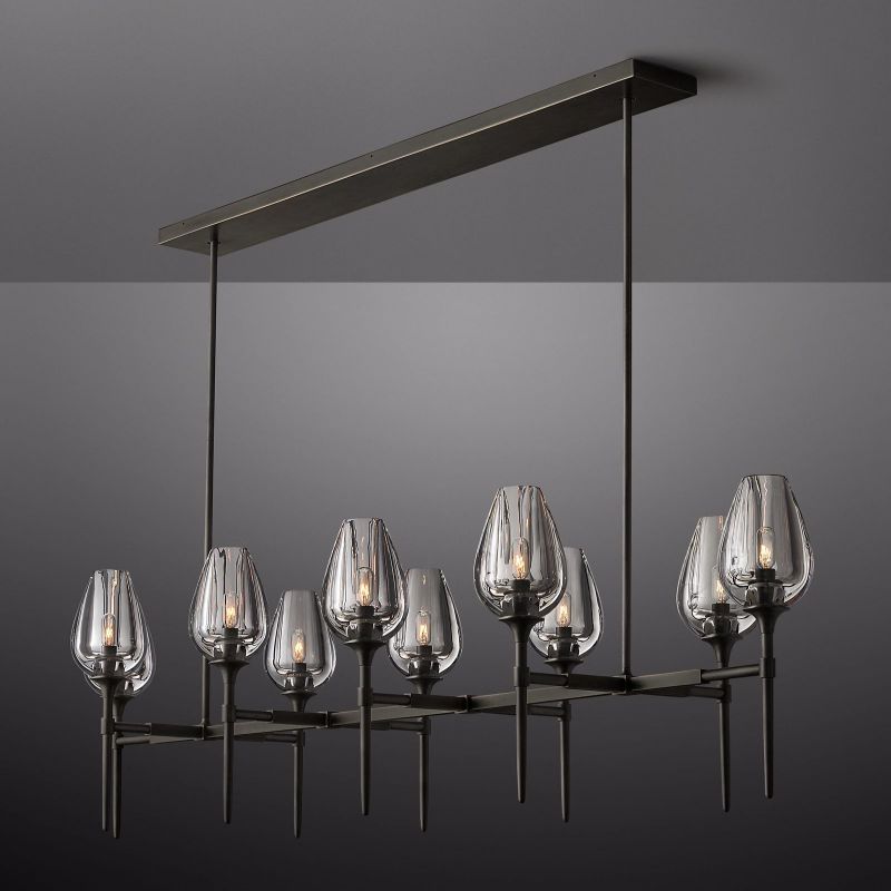 Tulip Crystal Petal Round Chandelier 65"