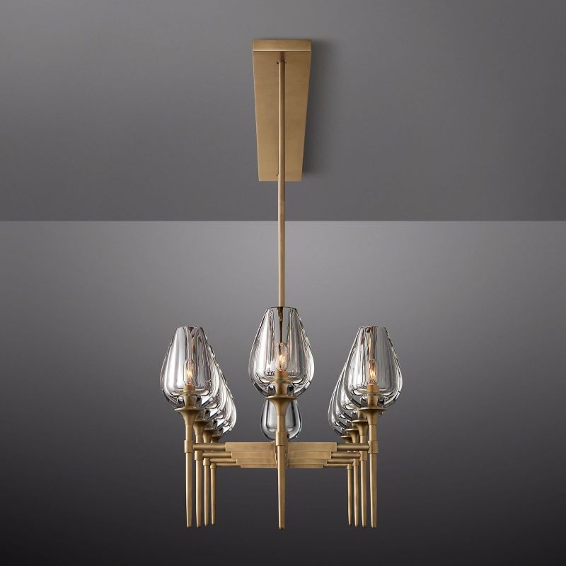 Tulip Crystal Petal Round Chandelier 65"