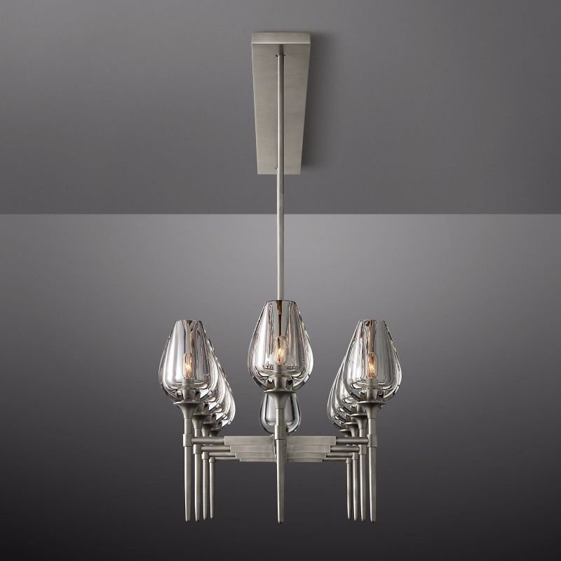 Tulip Crystal Petal Round Chandelier 65"