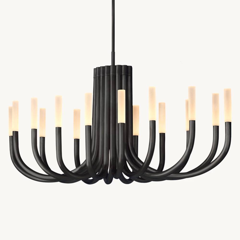 Rousselin Midcentury Sleek Oval Chandelier 50"
