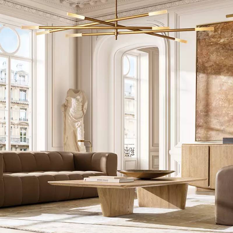 Rousselin 10-Light Mobile Rod Chandelier 50"