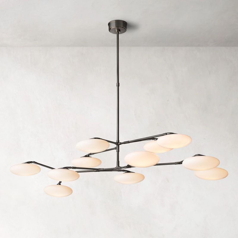 Sylvaine Frosted Glass Two-Tier Chandelier 65"