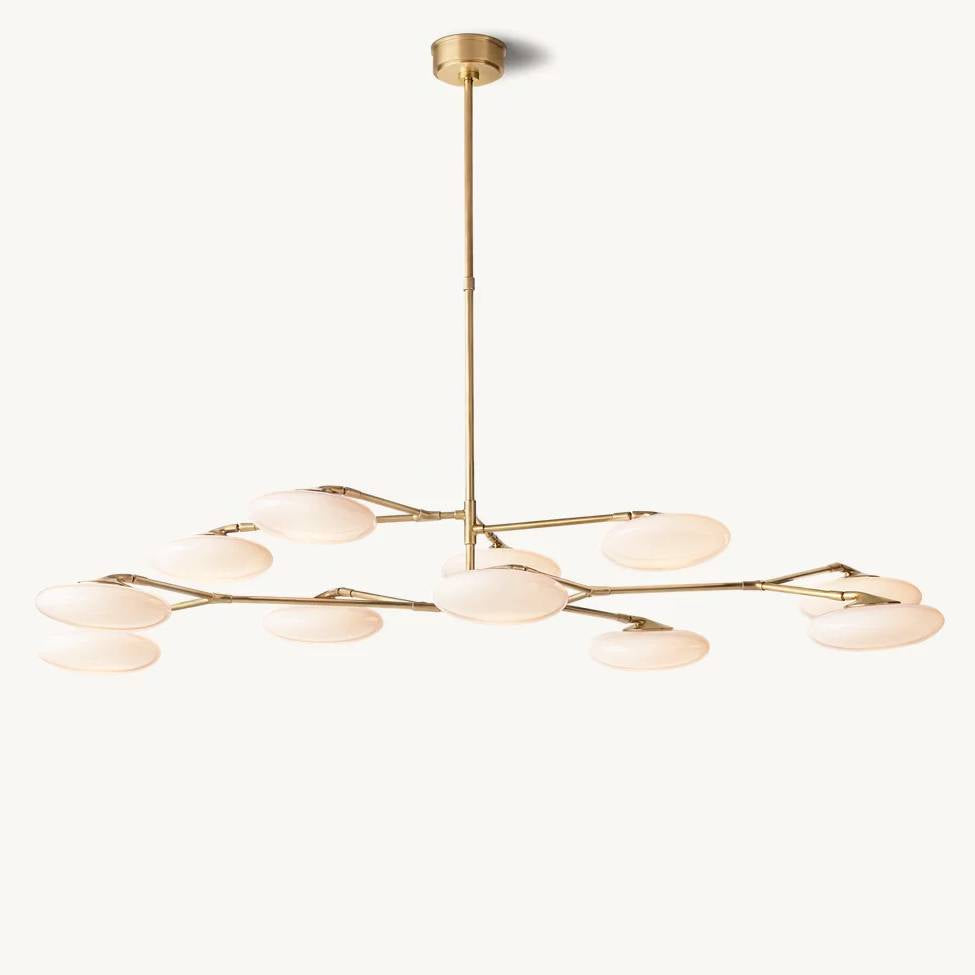 Sylvaine Frosted Glass Two-Tier Chandelier 65"