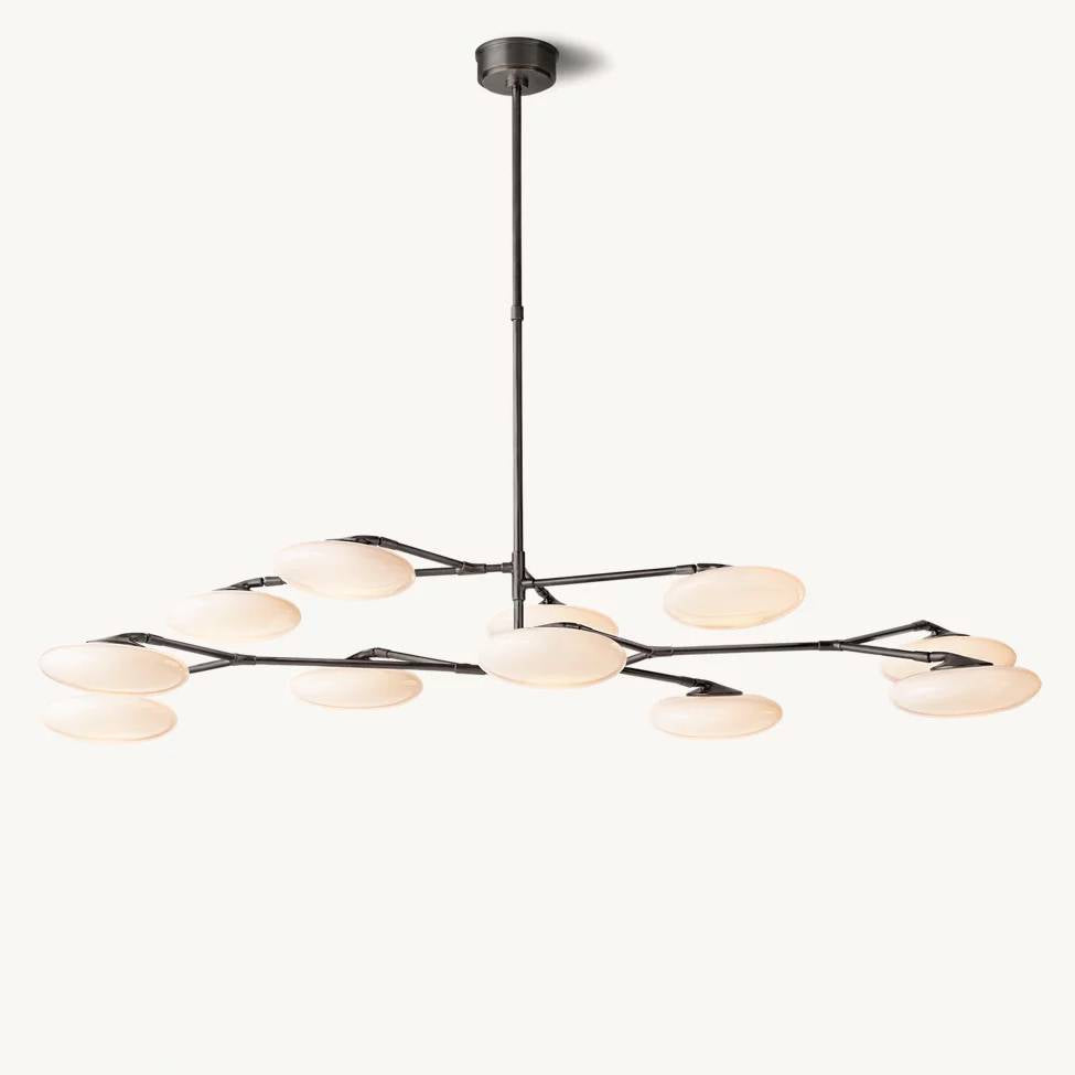 Sylvaine Frosted Glass Two-Tier Chandelier 65"