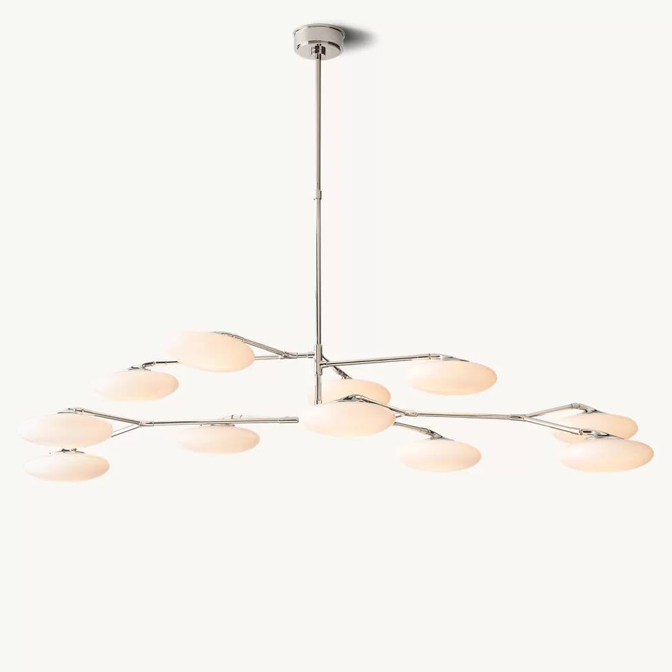 Sylvaine Frosted Glass Two-Tier Chandelier 65"