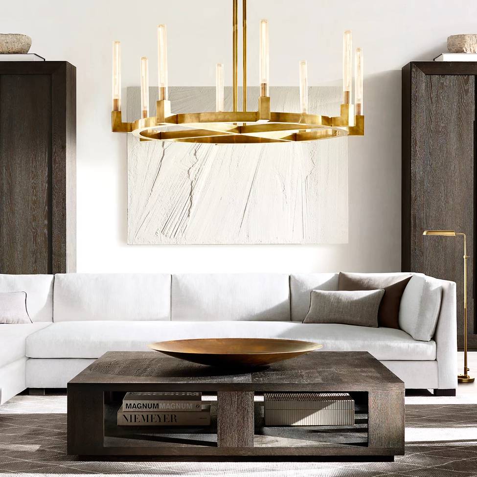 Cannele Ribbed Glass Round Chandelier 48"