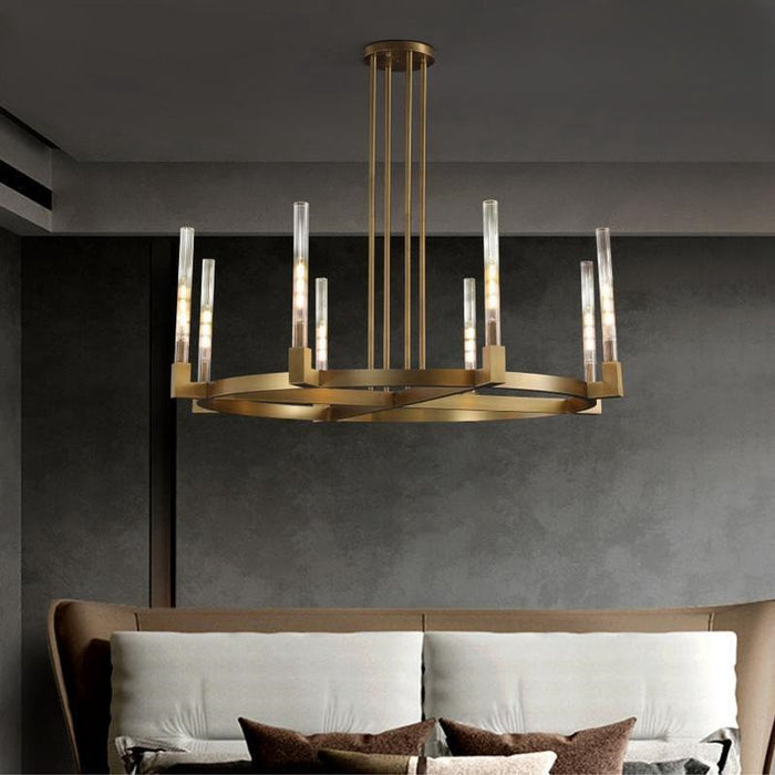Cannele Ribbed Glass Round Chandelier 36"