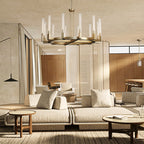Cannele Ribbed Glass Round Chandelier 48"