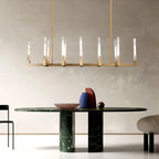 Cannele Ribbed Glass Linear Chandelier 55"