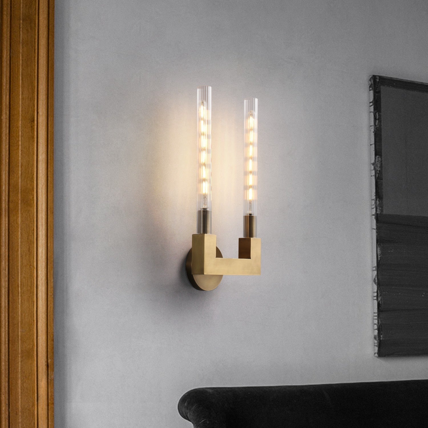 Cannele Ribbed Glass Double Wall Sconce