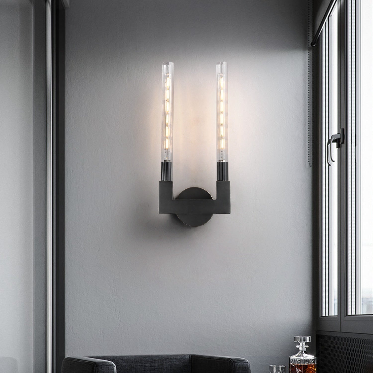 Cannele Ribbed Glass Double Wall Sconce