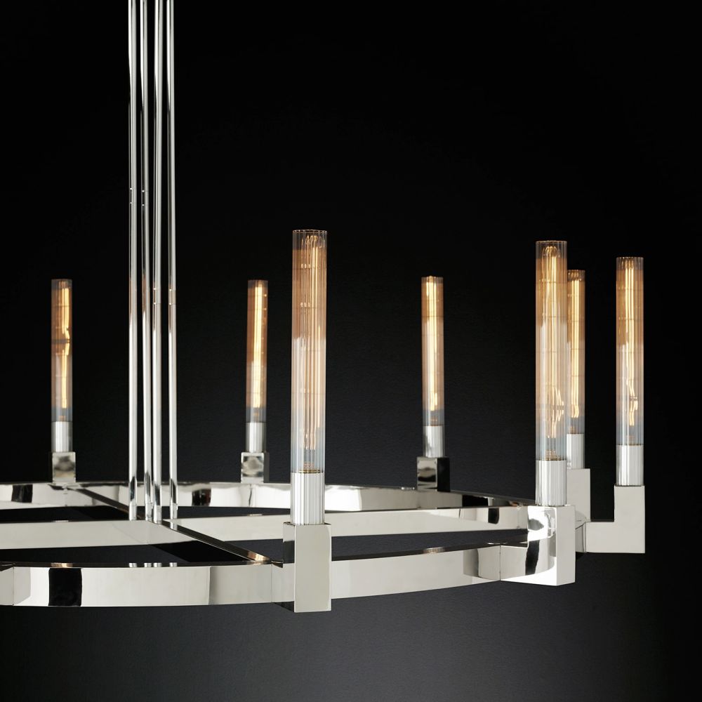 Cannele Ribbed Glass Round Chandelier 72"