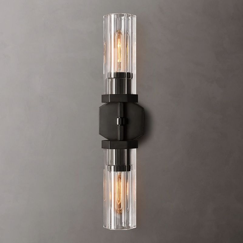 Lambert Hexagonal Glass Double Wall Sconce