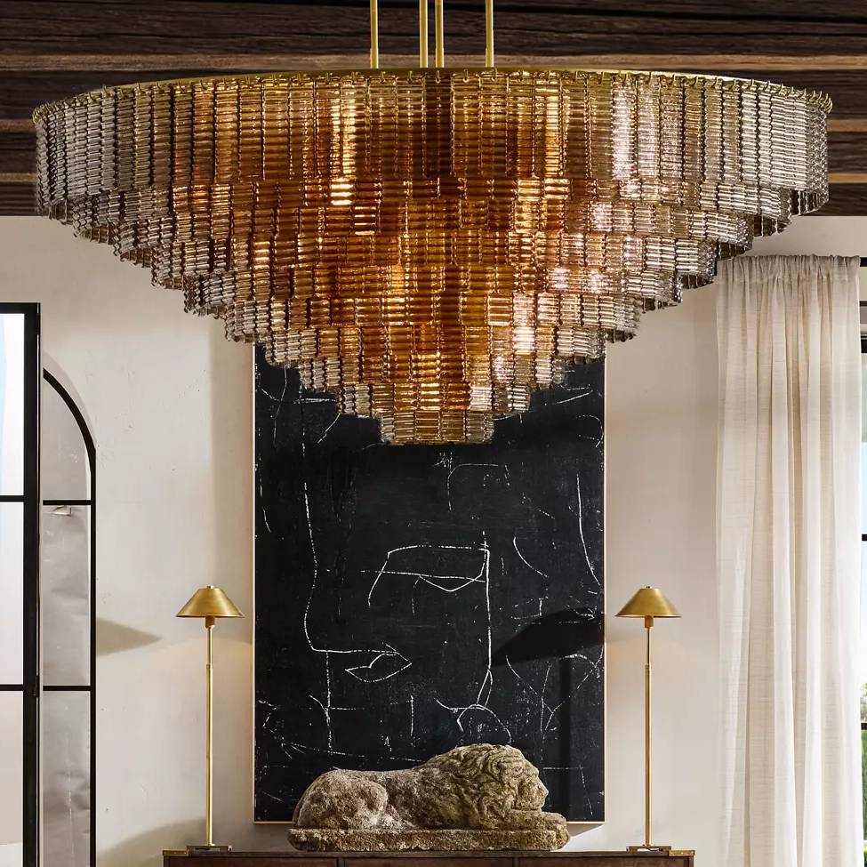 Sirene Draped Glass Round Chandelier 65"