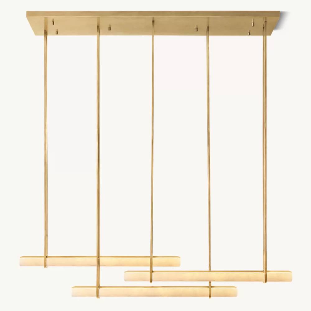 Audubon Sculpt Alabaster Triple Bar Linear Chandelier 60"