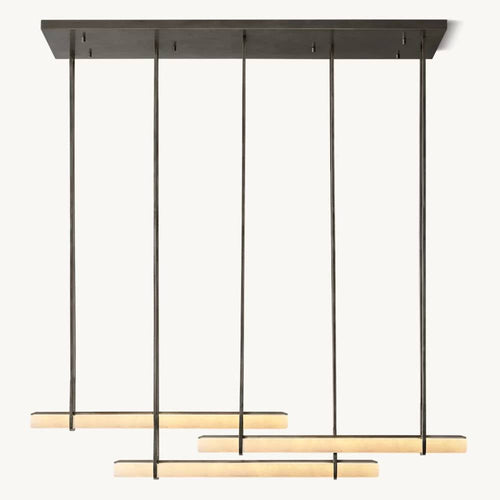 Audubon Sculpt Alabaster Triple Bar Linear Chandelier 60"