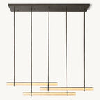 Audubon Sculpt Alabaster Triple Bar Linear Chandelier 72"