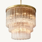 Cielo Lustred Glass Three-Tier Round Chandelier 36"