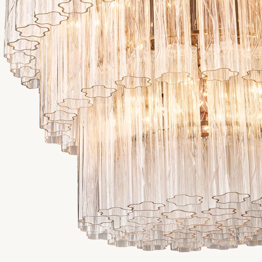Cielo Lustred Glass Three-Tier Round Chandelier 36"