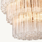 Cielo Lustred Glass Three-Tier Round Chandelier 36"