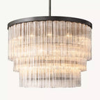 Cielo Lustred Glass Three-Tier Round Chandelier 48"