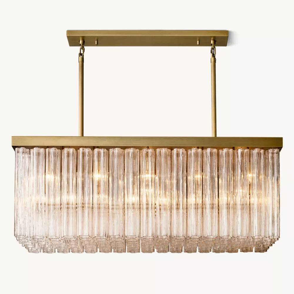 Cielo Lustred Glass Rectangle Chandelier 54"