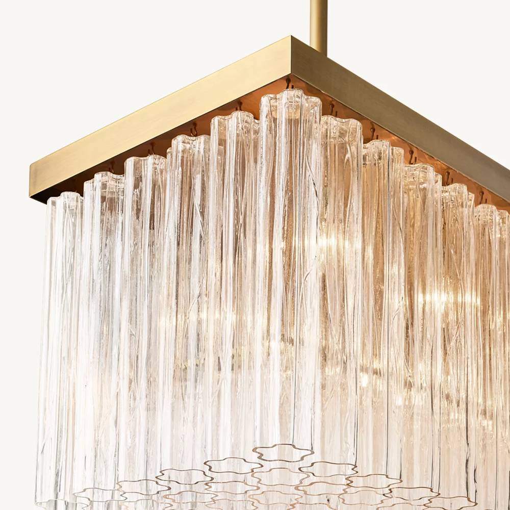 Cielo Lustred Glass Rectangle Chandelier 54"