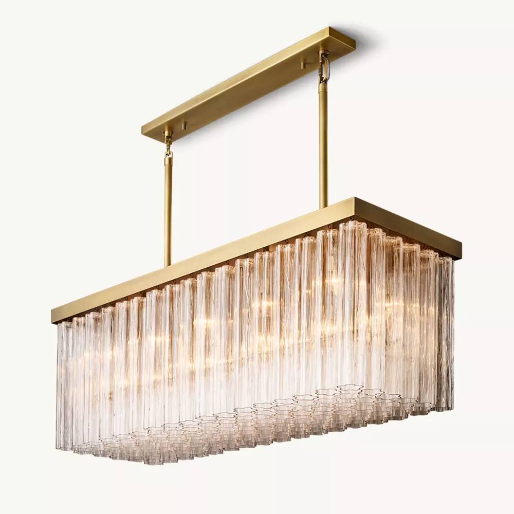 Cielo Lustred Glass Rectangle Chandelier 54"