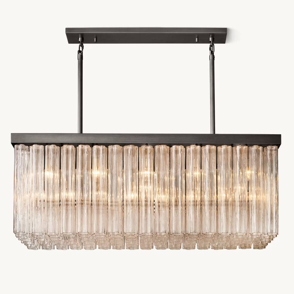 Cielo Lustred Glass Rectangle Chandelier 54"