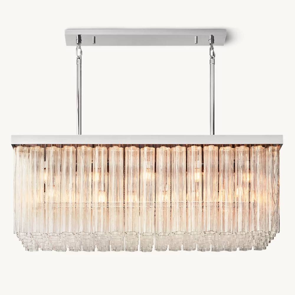 Cielo Lustred Glass Rectangle Chandelier 54"
