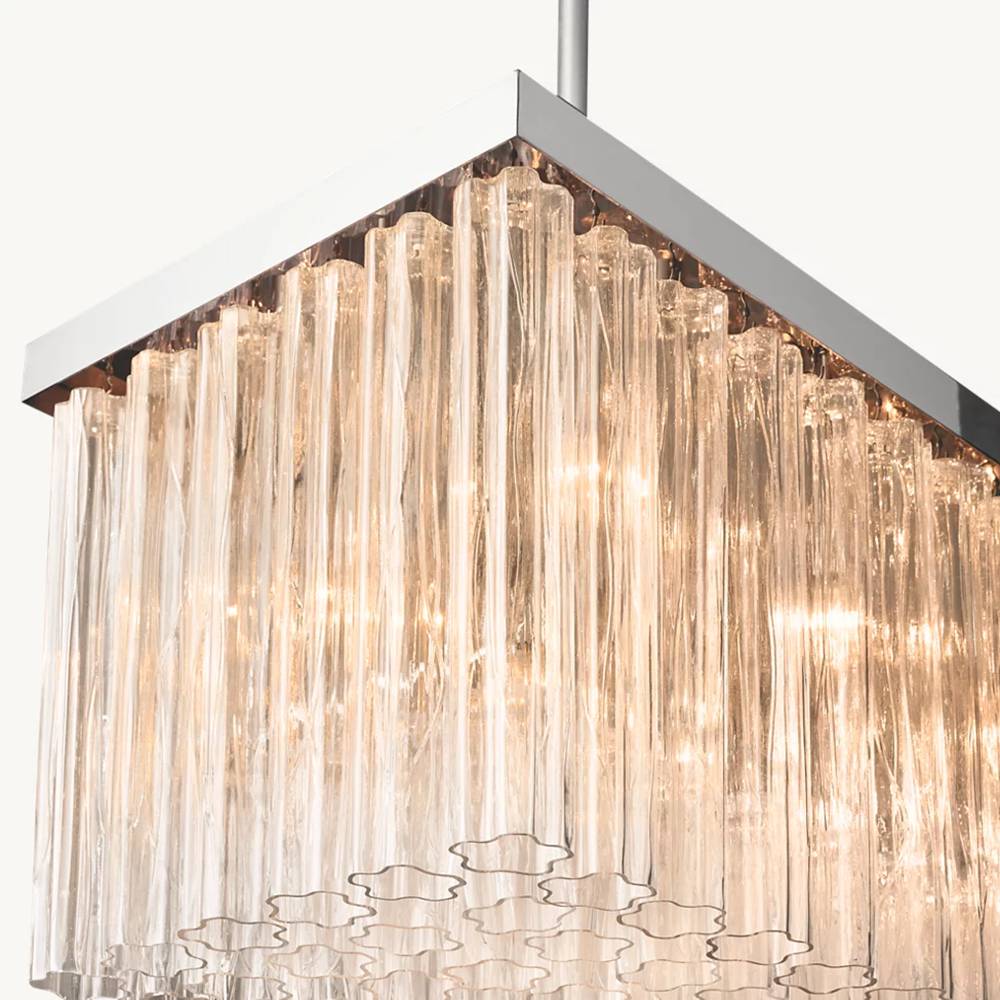 Cielo Lustred Glass Rectangle Chandelier 54"