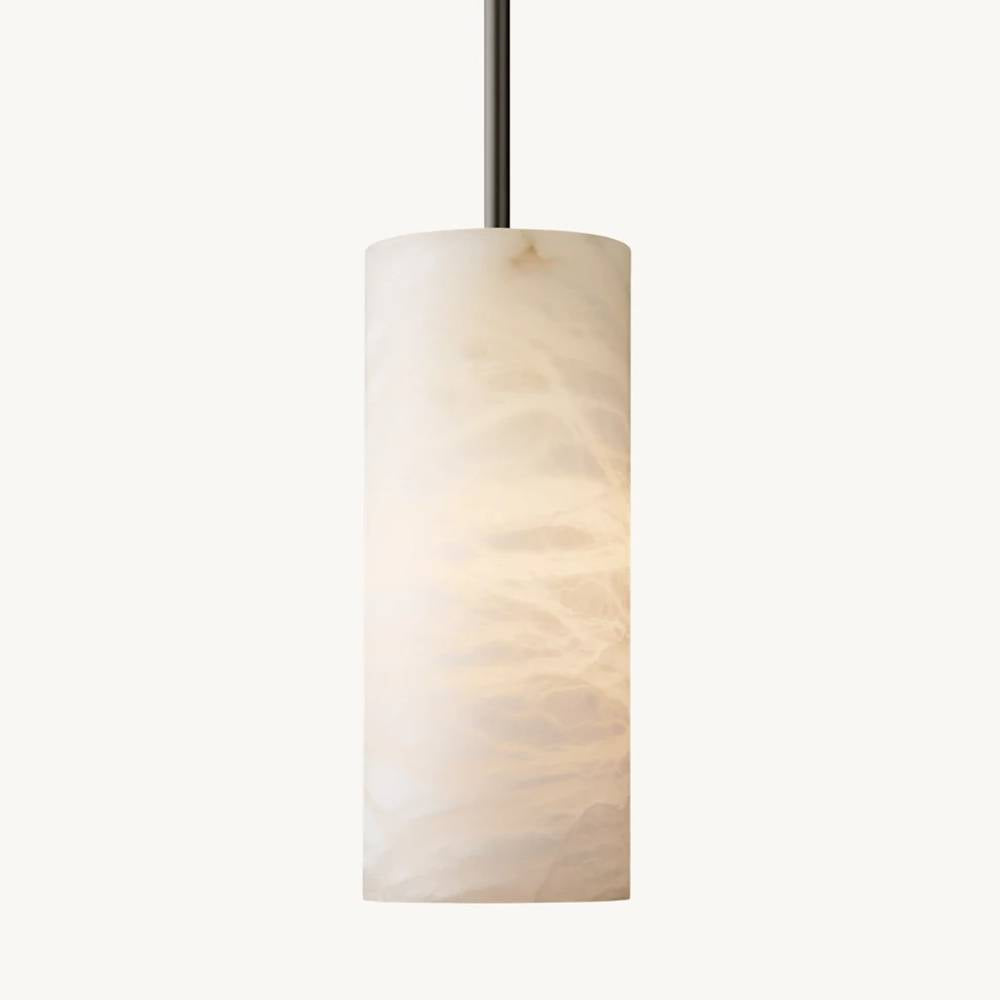 Brielle Alabaster Carved Cylinder Pendant Light