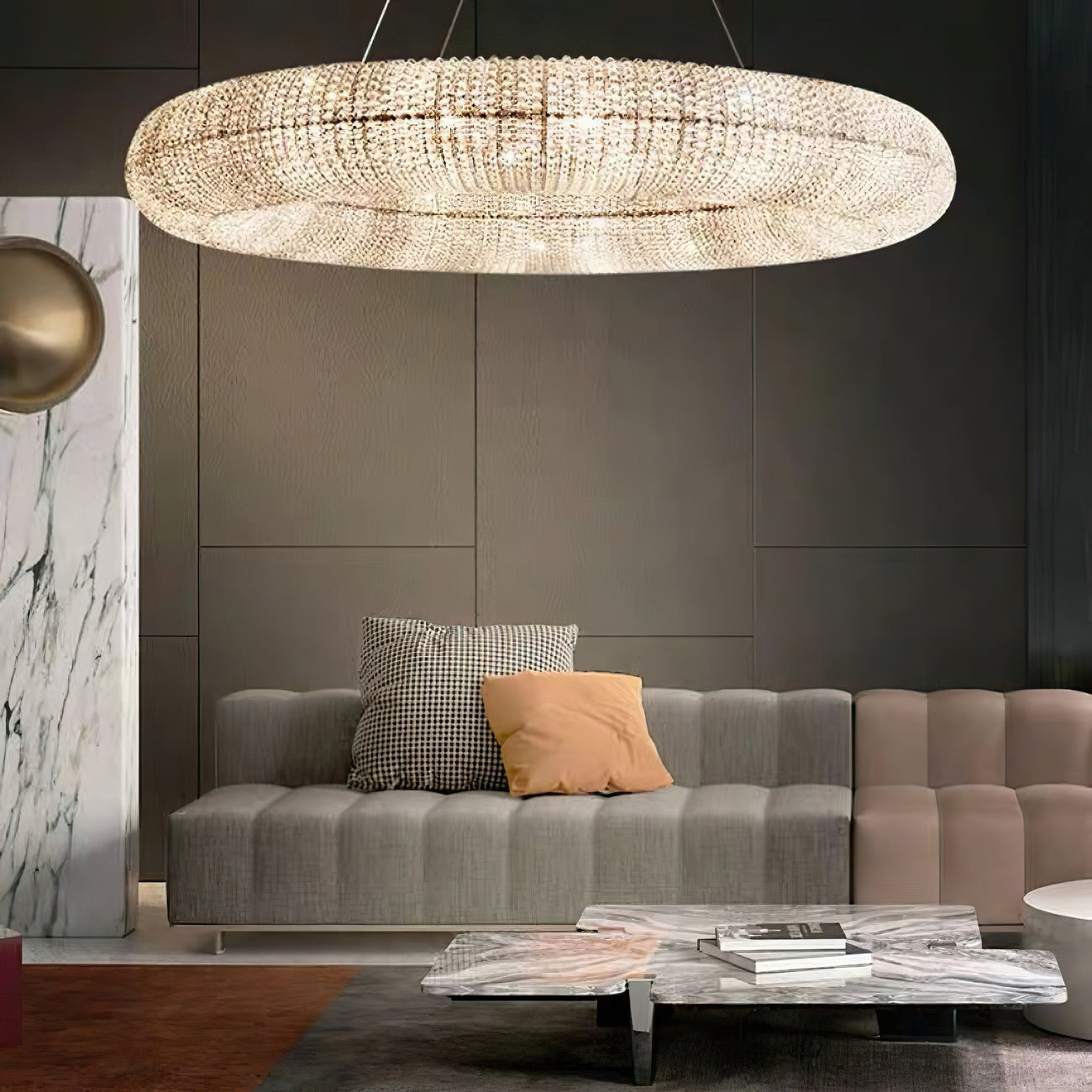 Halo Stranded Crystal Round Chandelier 59"
