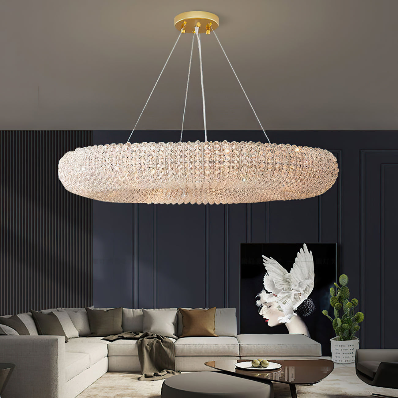 Halo Stranded Crystal Round Chandelier 32"