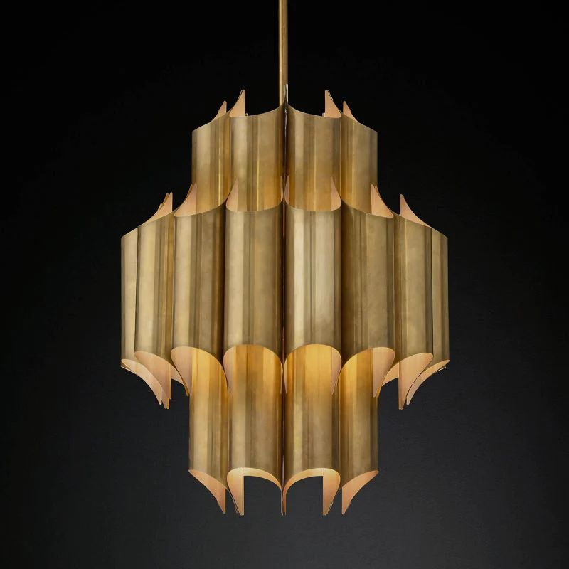 Cathedral Layered Curve Round Chandelier 24"