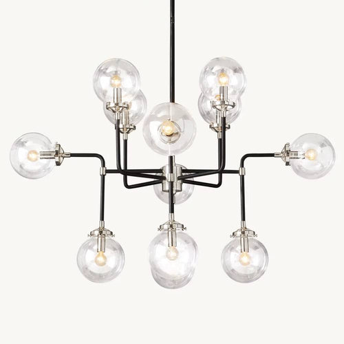 Bistro Transit Globe Glass Chandelier 42"