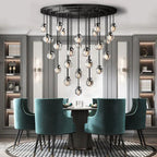 Pearl Carved Inciso Round Chandelier 38"