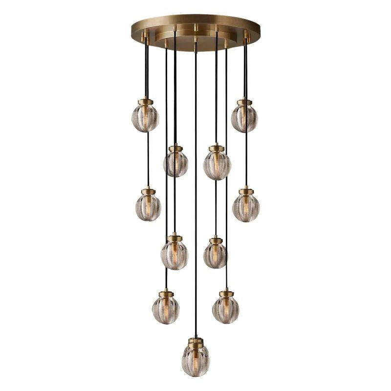 Pearl Carved Inciso Round Chandelier 38"