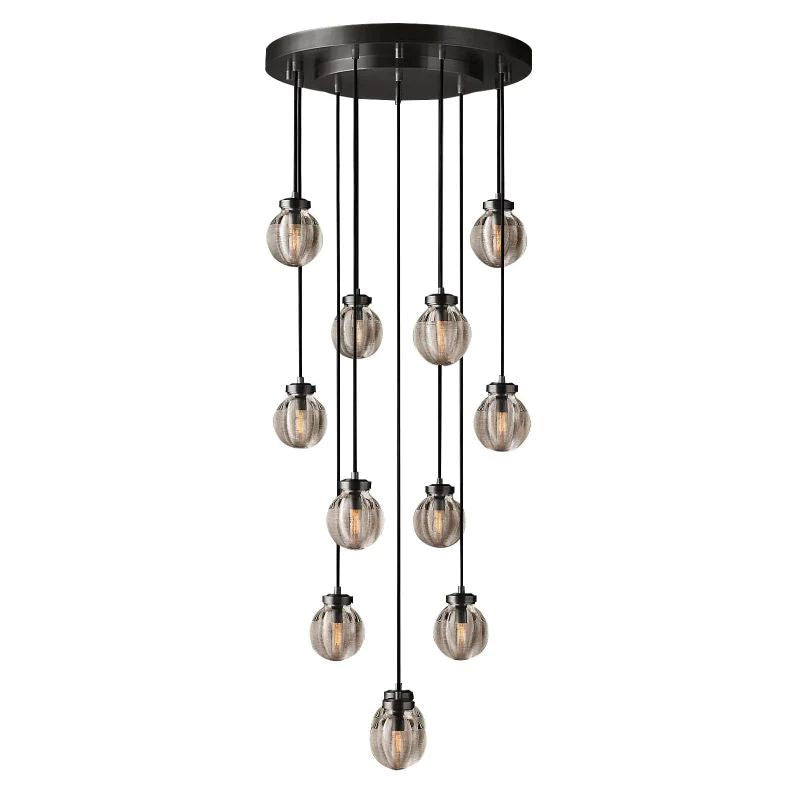 Pearl Carved Inciso Round Chandelier 38"