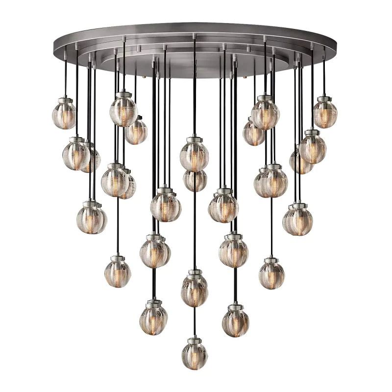 Pearl Carved Inciso Round Chandelier 48"